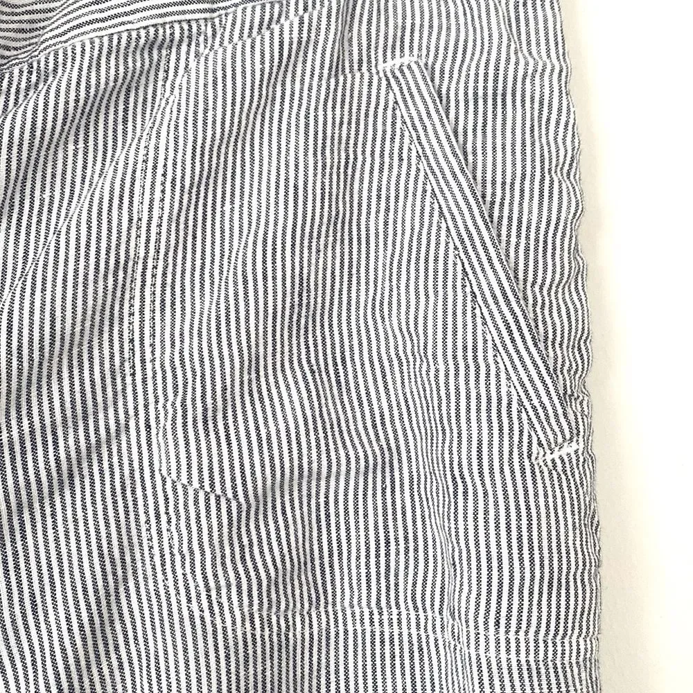 Chico's Linen Blue Gray Marin Pants Relaxed & Wide Leg M Chic Luxury Coastal